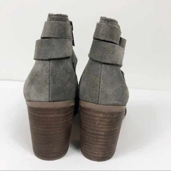 Vince Camuto Tanter Open Toe Gray Suede Booties - Picture 4 of 7
